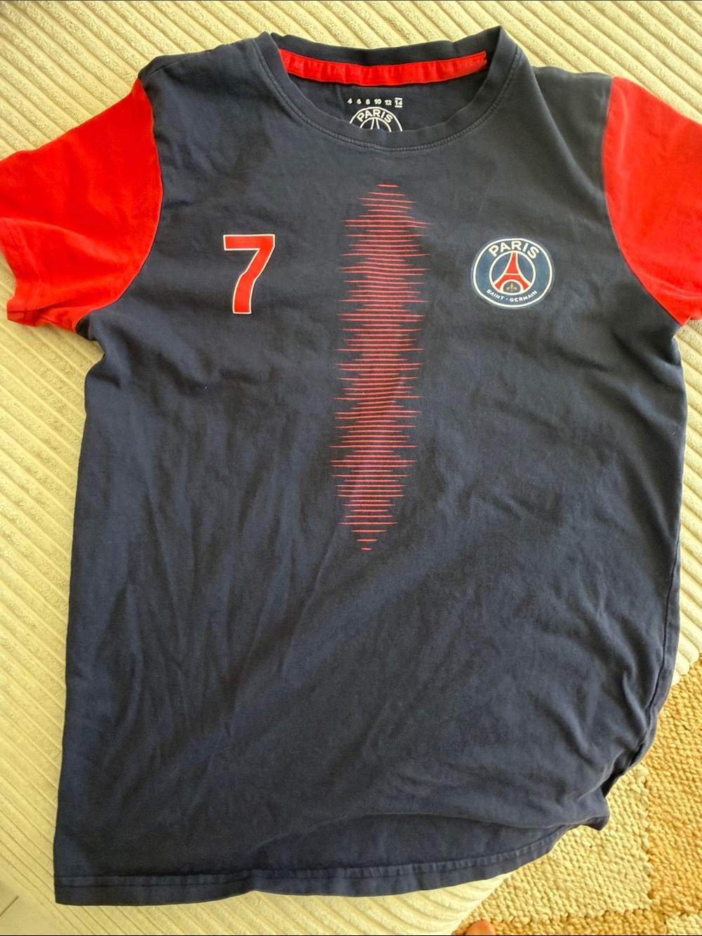 Paris Saint-Germain Kids' Navy & Red Short Sleeve MBAPPÉ Soccer Tee